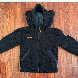 Black Fleece Hooded Jacket with Bear Ears